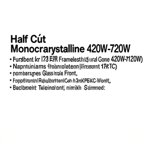 Panneau solaire monocristallin demi-coupé 420W-720W sans cadre HJT PERC, feuille arrière blanche, verre frontal - Product Image 2