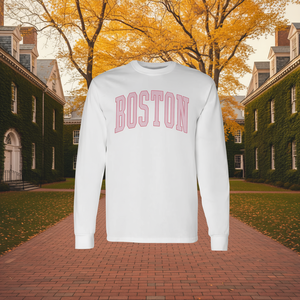 Camiseta Deportiva Vintage de Manga Larga Rosa Estilo Preppy Colección Boston - Camisetas Promocionales Premium - Product Image 3