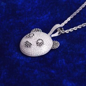 Collier avec pendentif visage de panda en moissanite glacé, pendentif hip-hop pour homme, pendentif bling en argent sterling 925, pendentif de rappeur - Product Image 2