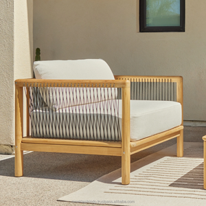 Silla de Comedor Cómoda con Espuma Suave y Tapicería de Algodón, 88x86x65 cm, Estructura de Madera de Teca, Ecológica y Duradera - Product Image 1