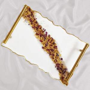 Plateau de service en résine brillante, design artistique contemporain, couleur personnalisable, logo, MOQ de 100 pièces pour les fêtes, les mariages, la décoration intérieure - Product Image 1