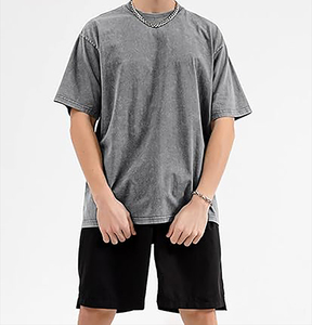 เสื้อยืดคอกลมผ้าฝ้าย100% สำหรับผู้ชายโอเวอร์ไซส์พิมพ์ลายกราฟิกไซส์วินเทจฟอกสีกรดเฮฟวี่เวทแห้งเร็วน้ำหนักเบา - Product Image 3