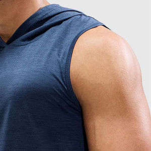 Gym Fitness Wear Men's Gym Plus Size <b>Hoodies</b> Shirts Sleeveless Summer Streetwear Breathable Sportswear <b>Navy</b> <b>Blue</b> Color - Product Image 4