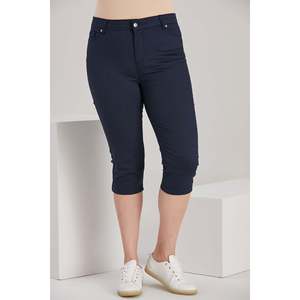 Pantalon Capri en coton bleu marine grande taille - Product Image 1