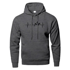 Mountain Heartbeat Hoodies pour Homme Sweatshirt Automne Manches Longues Sweat à Capuche Hoodie Noir Gris - Product Image 2