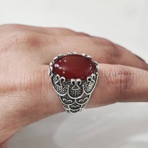 Anillo para hombre al por mayor Piedra preciosa de ónix rojo natural Anillo de piedra natal de Diciembre Todos los tamaños Joyería oriental árabe Anillo de plata esterlina 925 - Product Image 3