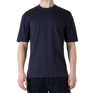 เสื้อยืดคอกลมทรงบ็อกซี่ สีน้ำเงิน ผ้าคอตตอน 100% สำหรับผู้ชาย สไตล์สตรีทแวร์ พรีเมียม แขนสั้น - Product Image 1