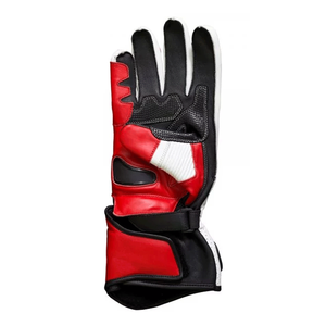 Guantes de moto de cuero blanco y rojo con protección elegante para nudillos, ropa deportiva estampada para carreras de autos, ropa de invierno de talla grande - Product Image 5