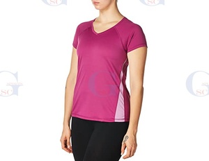 Camisetas deportivas con panel de contraste de color para mujer, ropa deportiva elástica de alta calidad con personalización - Product Image 6