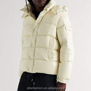 Coupe-vent d'hiver personnalisé pour hommes avec veste en duvet matelassée brillante détachable col montant en tissu de toile - Product Image 5