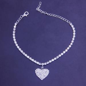 Tobilleras de corazón de diamantes de imitación europeas y americanas para mujer tobilleras de moda en forma de corazón de diamante <span class=keywords><strong>flash</strong></span> de moda joyería de acero inoxidable - Product Image 2
