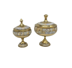 Juego de 2 quemadores Bakhoor de latón y madera Quemador de incienso de forma redonda de diseño maravilloso a un precio asequible - Product Image 6