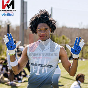 Gants de football américain en silicone premium avec logo personnalisé, design antidérapant à doigts complets - Product Image 5