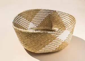 Cesta de almacenamiento de césped de mar hecha a mano, cesta de alta calidad, elegante, hecha a mano, uso en la cocina, bajo nivel de pedido - Product Image 2