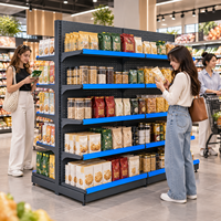 Étagère Gondole à Double Face en Acier Robuste pour Supermarché, Présentoir Réglable à 5 Niveaux, Gris Foncé