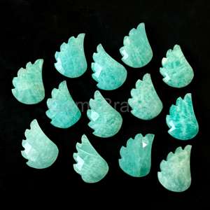 Amazonite naturelle en forme de feuille, pierre précieuse sculptée à la main, briolette 11x15mm, perles d'Amazonite pour la fabrication de bijoux au prix de gros - Product Image 1