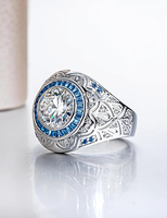 3,0 Karat Moissan ite Ring Herren Moissan ite Single Cocktail Saphir Ring Herr der Ringe