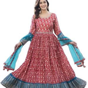 El último diseñador pesado Georgette bordado a mano vestido de trabajo por Fab Zone - Product Image 1