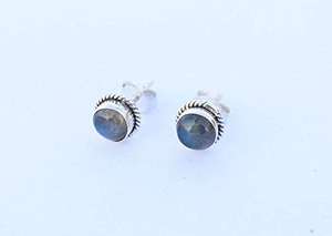Elegant Gold-Plated Labradorite <b>Stud</b> Earrings Handcrafted Daily Wear Sterling <b>Silver</b> Gemstone Jewelry Rope Edge Design Perfect - Product Image 6