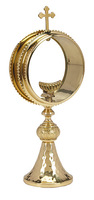 Monstrance en laiton de qualité supérieure, finition polie brillante, forme ronde, design simple, pour la sainte eucharistie, adoration, cadeau catholique
