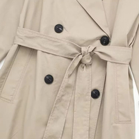 Damenmode Zweireiher Trench Belt Solid Vintage Revers Hals Langarm Weiblich Chic Lady Outfits Erhältlich in Leder