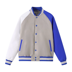 Veste bomber grise Zeta Phi Beta, bleu royal, blanc, streetwear grec, broderie personnalisée sur le devant, veste universitaire imperméable de qualité supérieure - Product Image 3