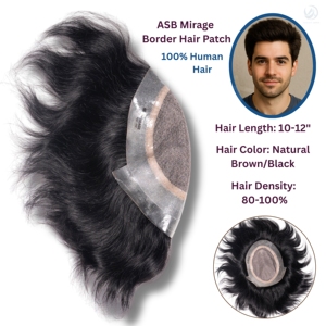 ASB Mirage Border Premium Toupee para hombres Front Lace PU Technique Indian Remy Hairpiece - Product Image 3