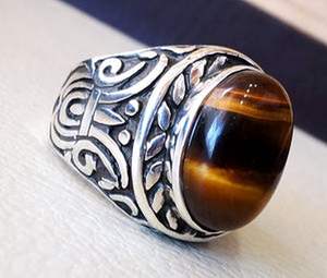 Bague pour homme en gros, nouvelle arrivée, pierre précieuse œil de tigre naturelle, style ottoman, cadeau de Noël, bijoux, bague en argent sterling 925 - Product Image 4