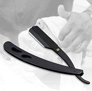 Navaja de Afeitar Recta Manual de Alta Calidad para Hombre, Navajas de Barbero con Mango de Acero Inoxidable, Recubrimiento de Color Negro Natural - Product Image 4