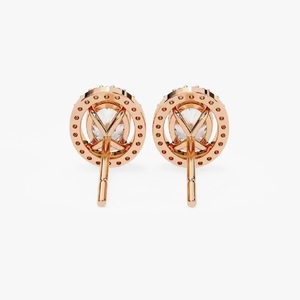 Boucles d'oreilles tendance en forme de fleur avec fermoir à vis classique en or rose 10 carats et diamant rond de laboratoire de clarté VS - Product Image 2