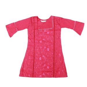 ชุดผ้าฝ้ายปักลายสำหรับเด็กผู้หญิง 2 ชิ้น - สีชมพู - Product Image 4