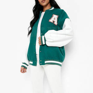 Chaqueta Letterman de Algodón Transpirable de Alta Calidad al Mejor Precio para Mujer, Mangas Largas, Diseño Sólido, Tejida, para Invierno - Product Image 3