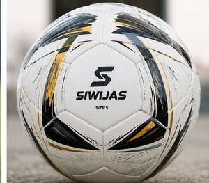 Ballon de football toutes saisons taille 5 pour adulte, blanc, noir, jaune, entraînement, match, cuir PU, sport de plein air - Product Image 1