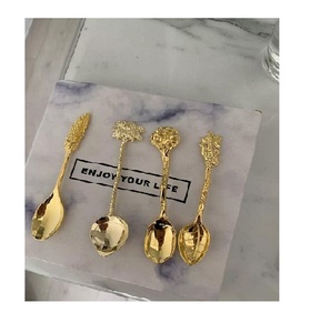 Ensemble de couverts en acier inoxydable finition mate manche en métal en laiton comprenant cuillère fourchette couteau ensemble de couverts de service alimentaire pour le dîner utilisé - Product Image 6