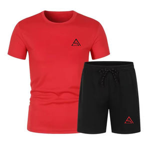 Conjunto Deportivo de Verano para Hombre, Personalizado, Estampado, Transpirable, Ligero, de Manga Corta, 100% Algodón, Pantalones Cortos para Playa - Product Image 1