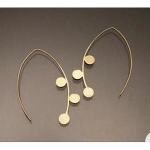 Handmade Brass <b>Cuff</b> & Chandelier <b>Earrings</b> Vintage Ethnic Geometric Design Gold Plated Pearl Diamond Encrusted Trendy for Parties - Product Image 2