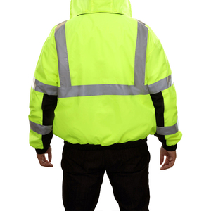 Safety <b>Rain</b> <b>Jacket</b> <b>Lightweight</b> Waterproof Hi-Vis <b>Jacket</b> Two Tone Adjustable Custom Hood for <b>Men</b> - Product Image 2
