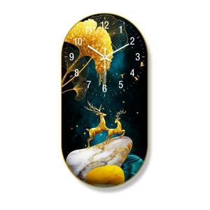 Elementi di lusso moderni orologi da stampa creativi in porcellana di cristallo ovale sala ristorante decorativo da parete per la casa <span class=keywords><strong>arte</strong></span> orologio da parete - Product Image 2