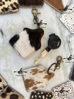 Nouvel arrivage porte-clés en cuir de vache léopard imprimé vache porte-clés en cuir porte-clés élégants