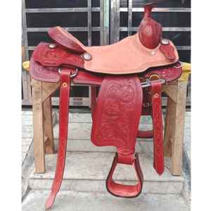 Sillín de cuero occidental de buena calidad Wade Brown Fork Roping Ranch Horse Saddle Size - Product Image 1