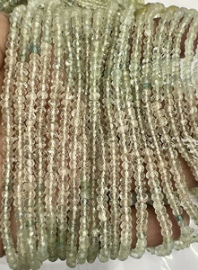 Cuentas de rondelle facetadas aguamarina natural de 14 pulgadas, tamaño aproximado de 4mm, corte de cojín, cristal de cuarzo para fabricación de joyas, venta al por mayor - Product Image 4