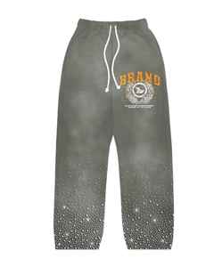 กางเกงวอร์มประดับพลอยเทียมแบบมีซิปและชุดเสื้อฮู้ดผ้าเกล็ดปลาสไตล์วินเทจผ้าฝรั่งเศสเทอร์รี่ - Product Image 5