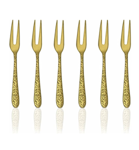 Juegos de tenedores de latón con aspecto de tendencia Juego de tenedor de vajilla de boda de acero con espejo con mango de PVD Diseño increíble Mango de latón - Product Image 2