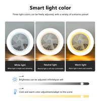 Ventilateur de plafond LED 3CCT avec 360 °   Ampoule LED rotative B22 E27 avec mini ventilateur intégré, corps en ABS, télécommande, lampe colorée pour usage domestique