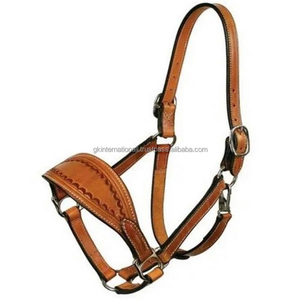 Personnalisé Tan premium cuir cheval licou double couture design anatomique cuir cheval licou avec matériel plaqué laiton - Product Image 6