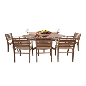 Solid Teak <b>Wood</b> <b>Garden</b> Furniture Modern Lightweight <b>Chairs</b> & Oval Dining <b>Table</b> for Hotel Projects Indonesia - Product Image 1