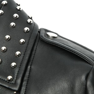 Steampunk Rock Rivet Veste en cuir pour femme Slim Short Streetwear Gothique Broderie Pu Cuir Locomotive Manteau Femme - Product Image 3