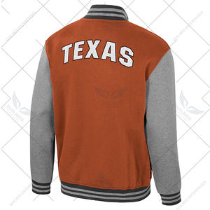 Chaqueta Universitaria Texas Longhorns Personalizada Ambi Turner con Cremallera Completa, Alta Demanda, Color Naranja Quemado, Bordada al por Mayor - Product Image 3