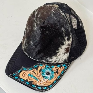 Casquette d'extérieur OEM à 5 panneaux classique en cuir usiné à la main vente en gros Casquette de camionneur en cuir de vache de haute qualité Casquette de sport pour unisexe - Product Image 1