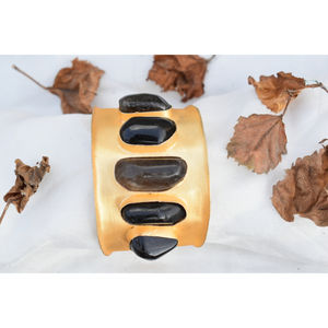 Pulsera de latón chapada en oro con cuentas de piedras semipreciosas, hecha a mano, estilo indio, para niñas y mujeres - Product Image 6